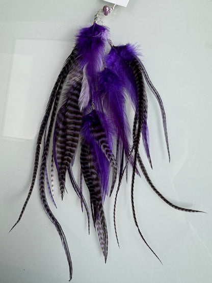 Purple Fluffy Hair Extension Earring SINGLET