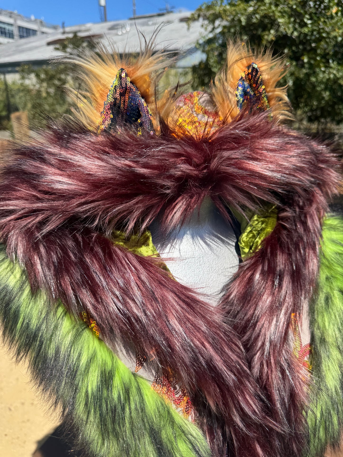 Mossfire - Sequin Fluffe Hood
