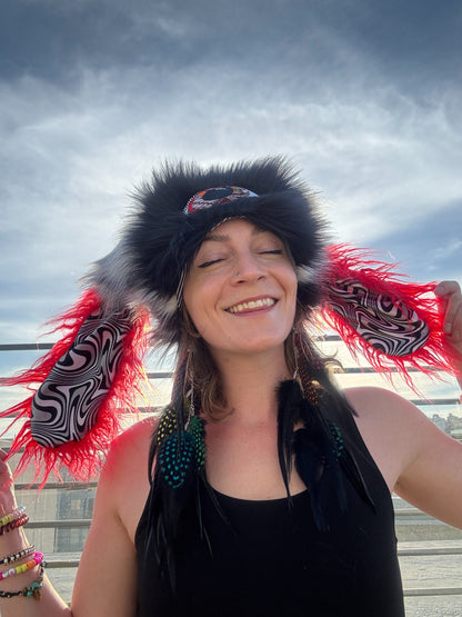BLACK RAINBOW - Mega Fluffy Feather Earrings