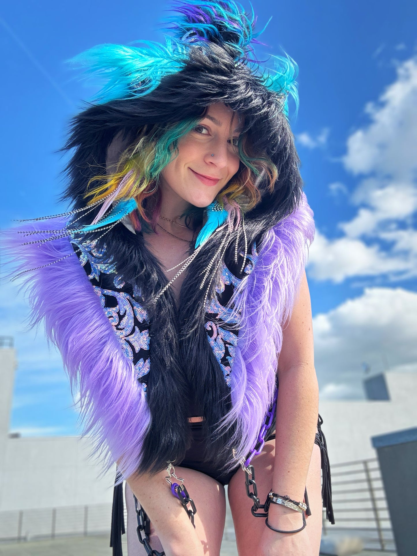 Diamond Mind  - Sequin Fluffe Hood