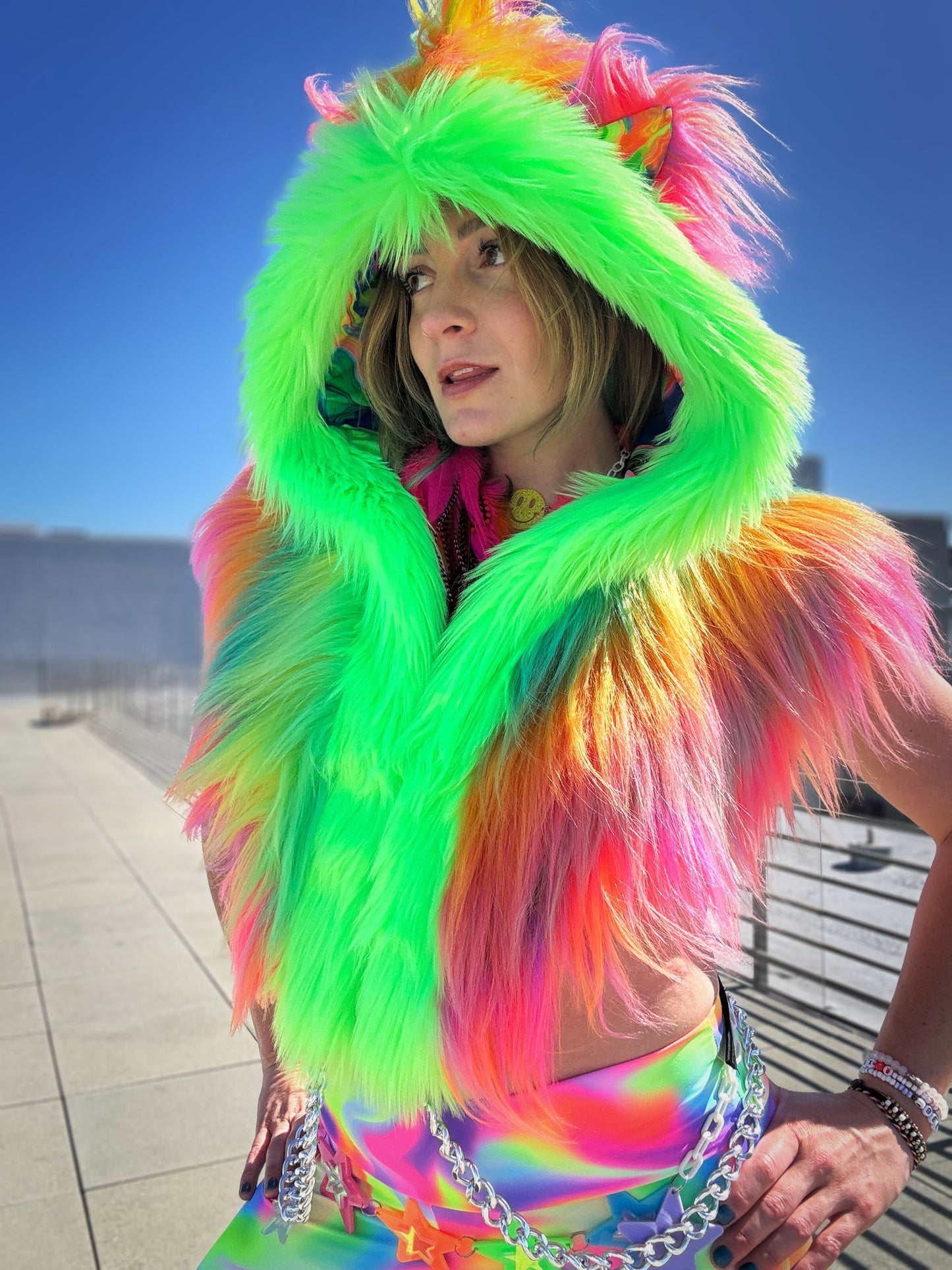 Freakyy Friday  - Neon Fluffe Hood