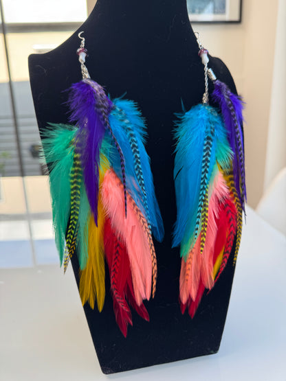 Spectrum Sweetie - Fluffy Feather Earrings