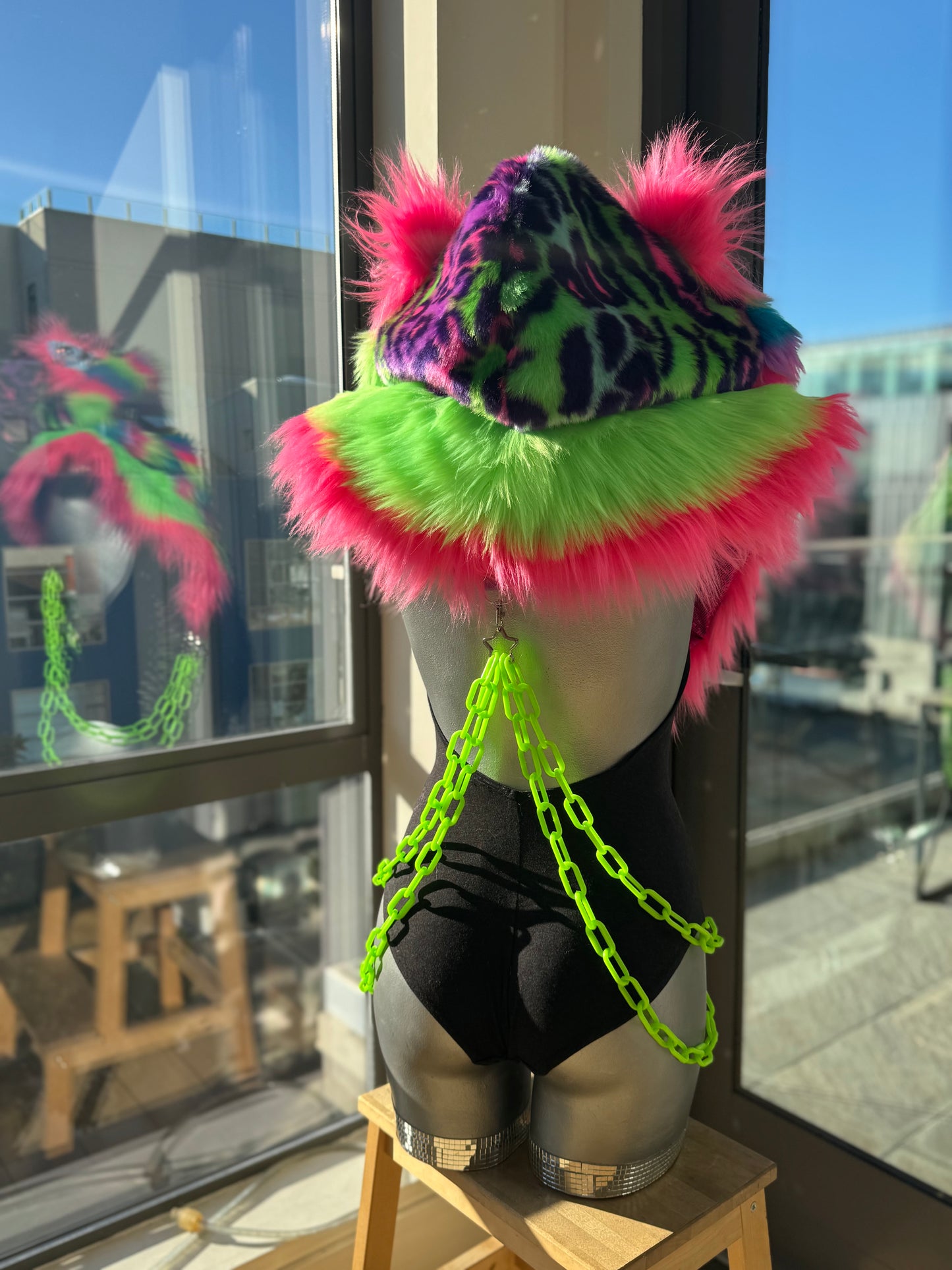 Neon Watermelon - Rainbow Fluffe Hood
