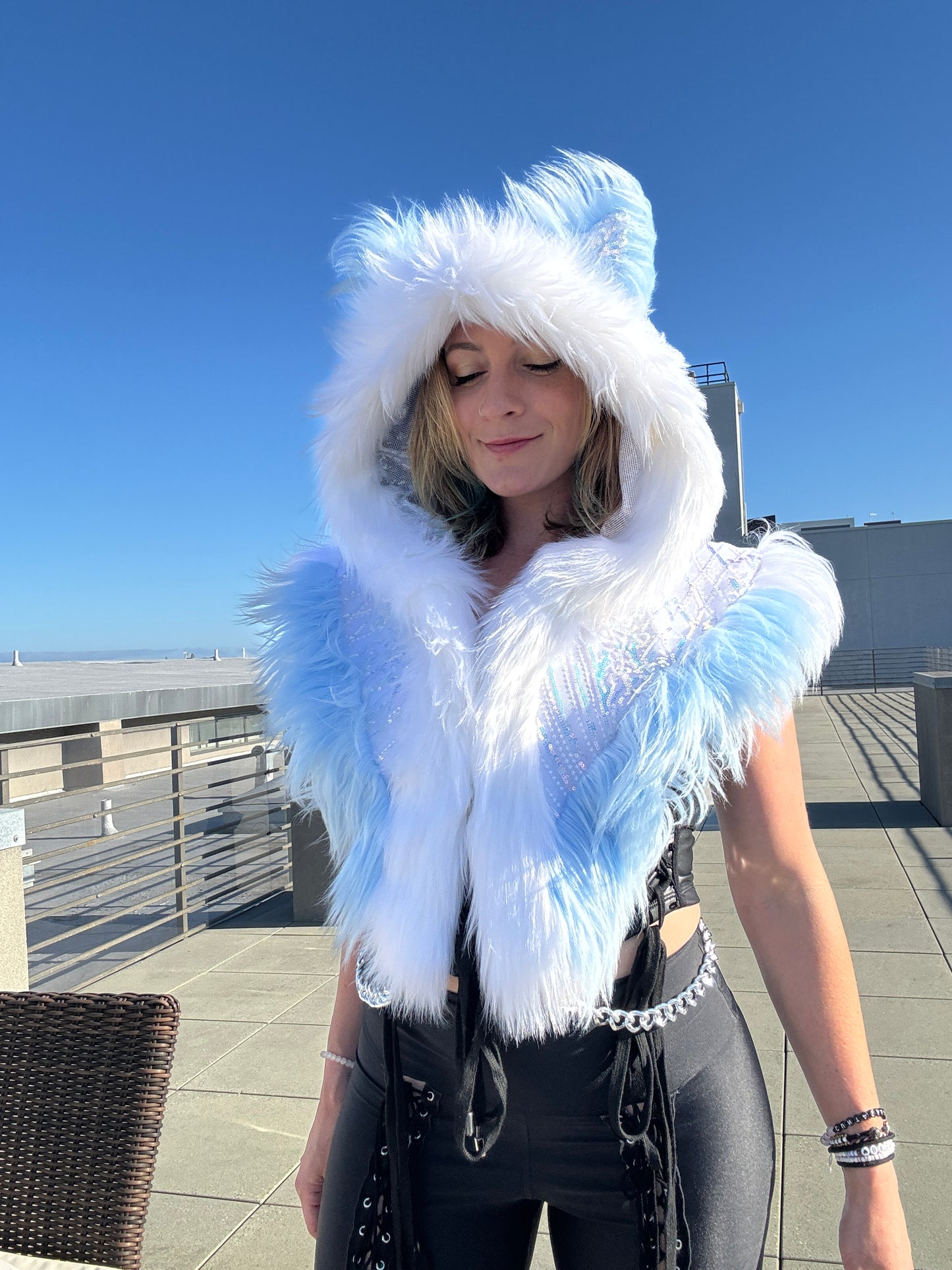 Ice Ice Baby - Sequin Fluffe Hood
