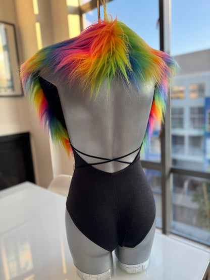 Rainbow Fluffe Wrap w/ Hideaway Pocket & Pendant Chain