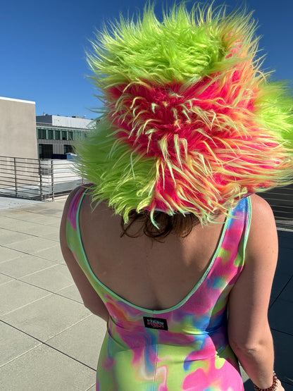 Watermelon Sugar - Big Floofy Patchwork Bucket Hat - Unisex L