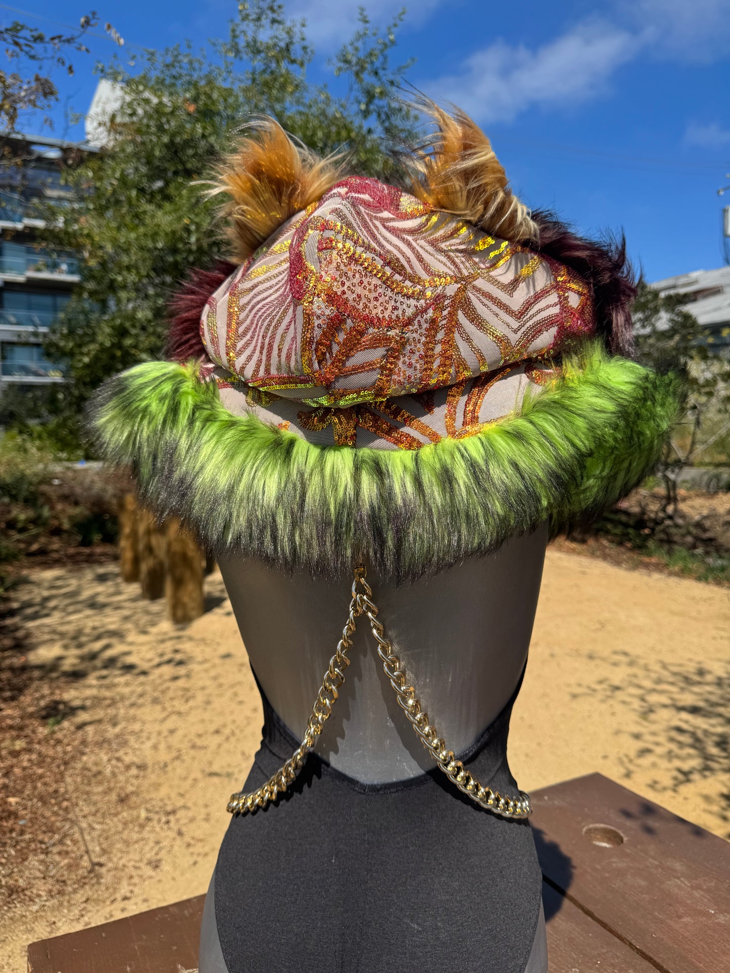 Mossfire - Sequin Fluffe Hood