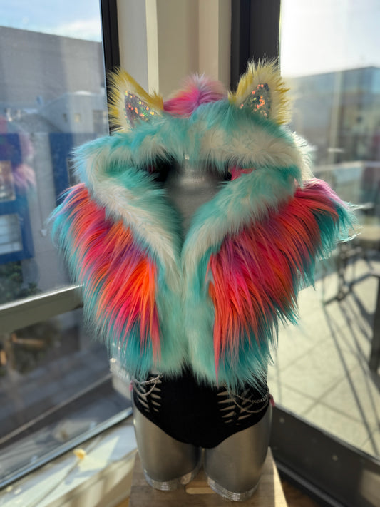 Utopia Sunset - Rainbow Fluffe Hood w/ Ears (women's fit)