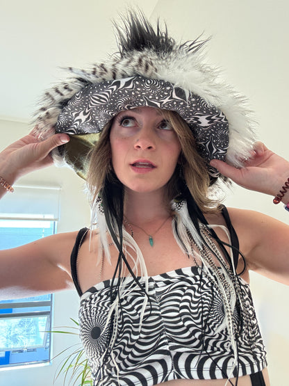 B&W BABE - Mega Fluffy Feather Earrings