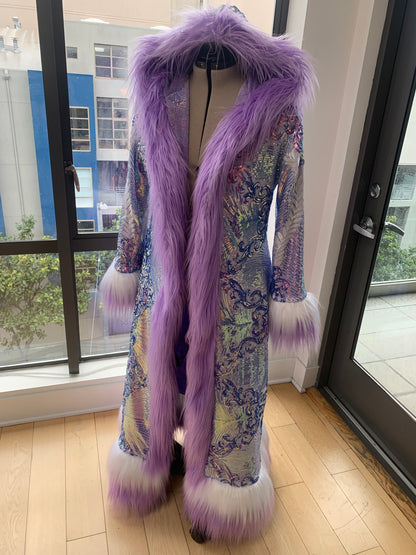 IRIDESCENT LAVENDER FEATHER - Custom Sequin Reversible Coat