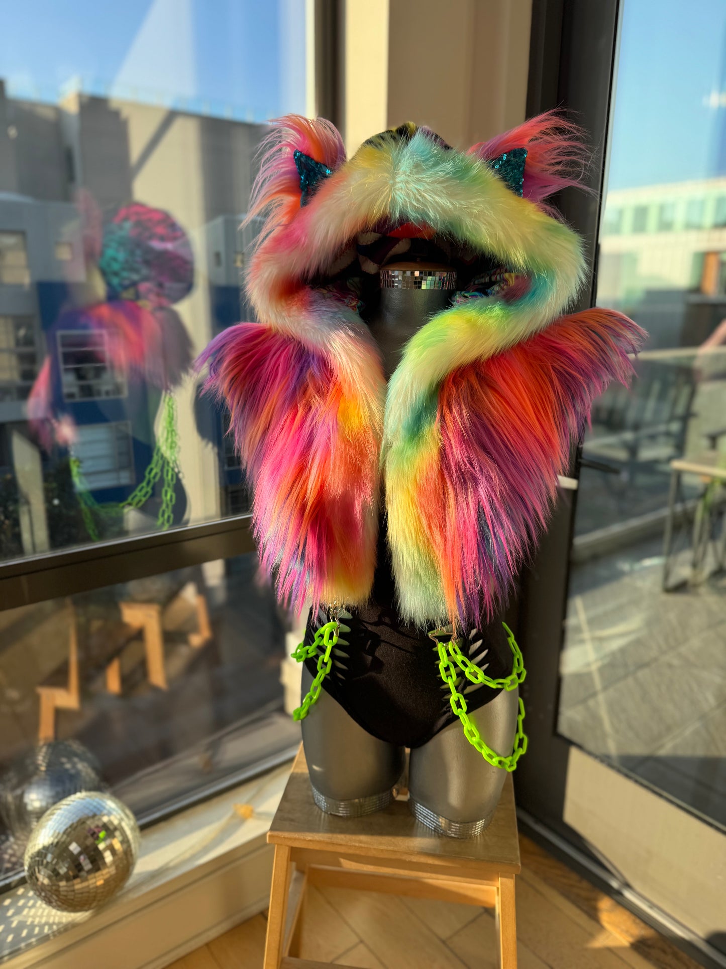 Kandi Kidd - Rainbow Fluffe Hood