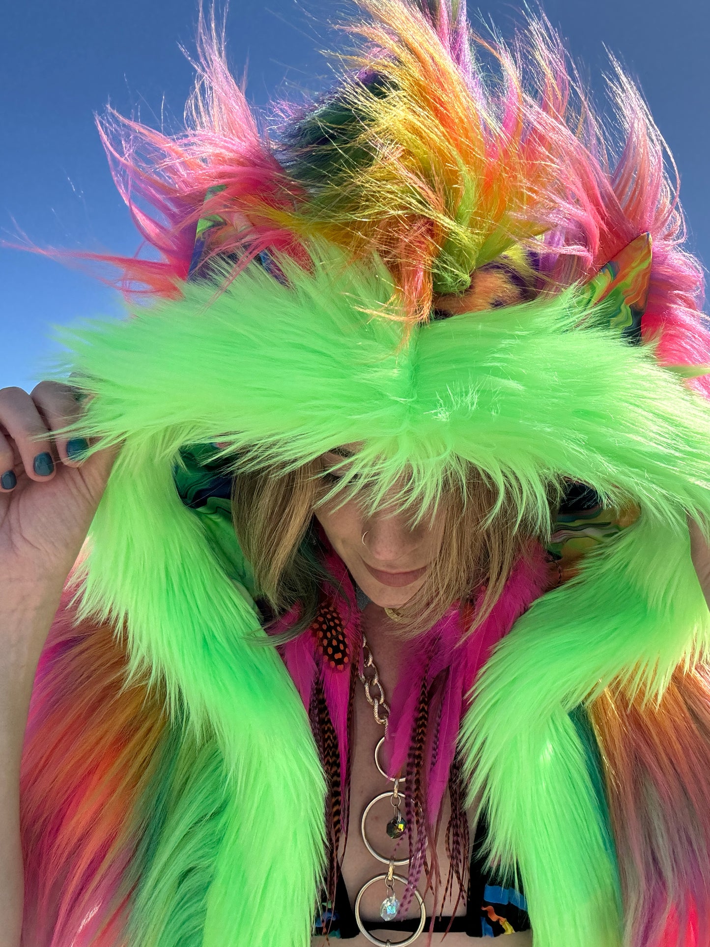 Freakyy Friday  - Neon Fluffe Hood