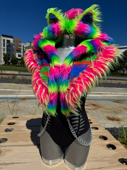 Parti Favors - Neon Sequin  Fluffe Hood