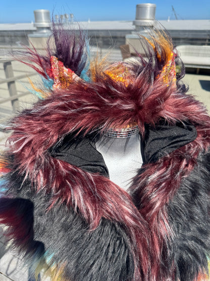 Autumn Burn - Sequin Fluffe Hood [READY TO SHIP]