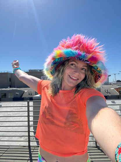 Happy Hippie - Big Floofy Patchwork Bucket Hat - Unisex M