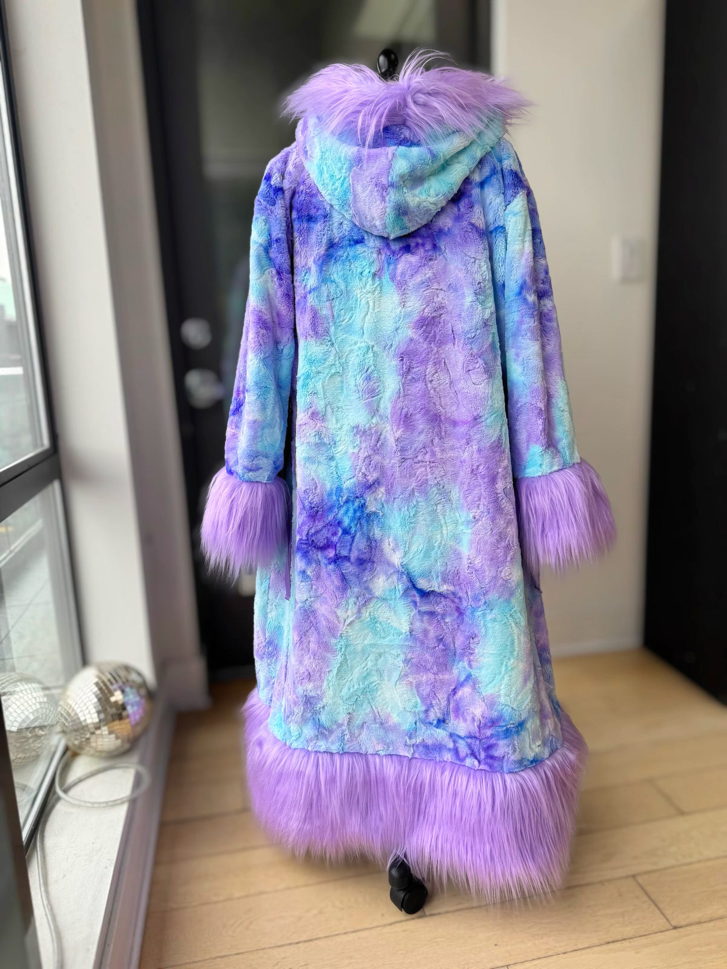 Custom No-Sequin Snuggle Coat -  Hooded, Reversible w/ Full Fur Trim