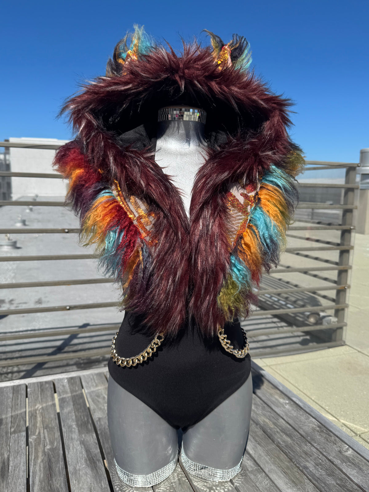 Vixxxen - Sequin Fluffe Hood [READY TO SHIP]