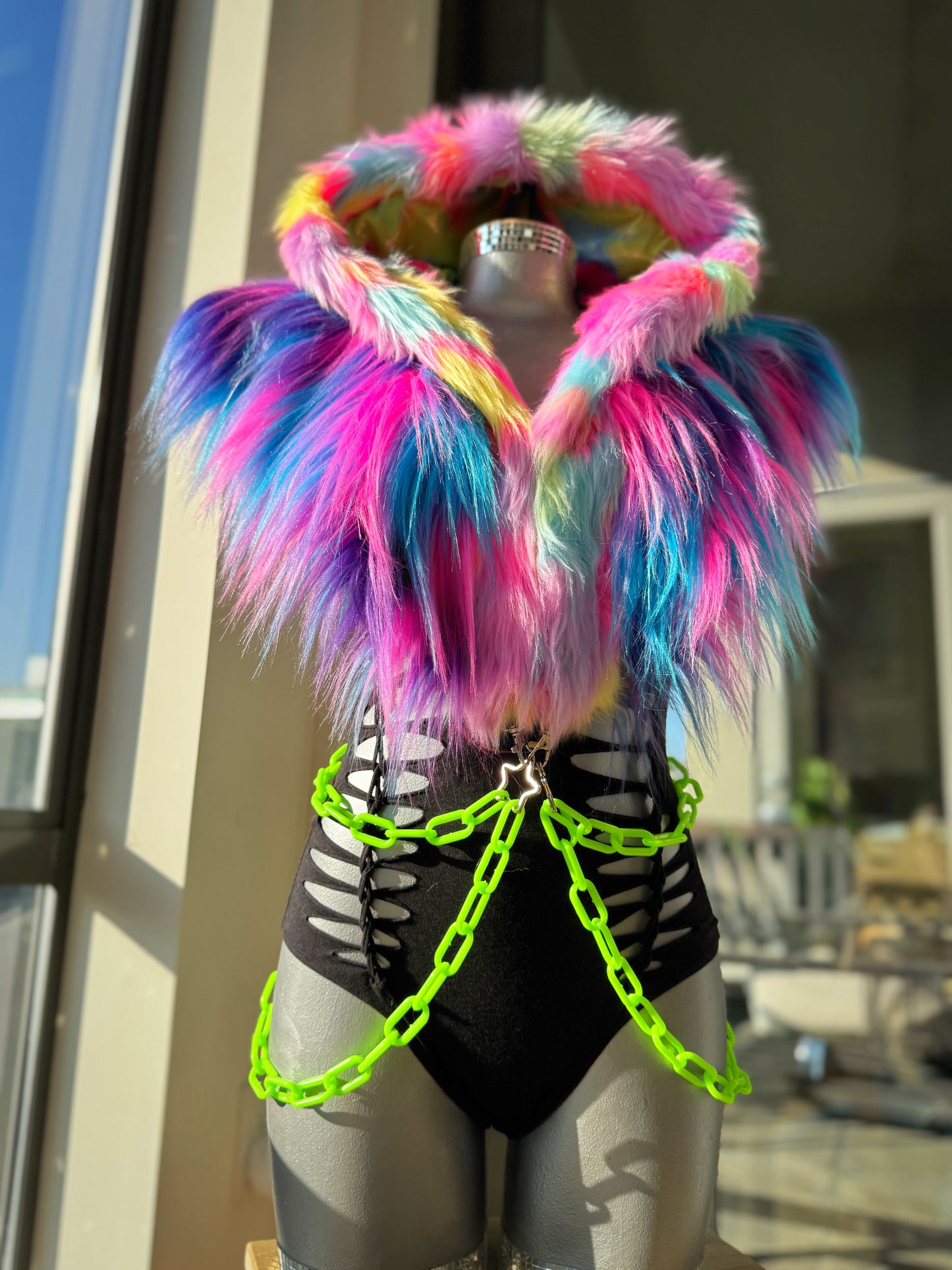 Gummy Bear Baby - Rainbow Fluffe Hood w/ Ears (women's fit)