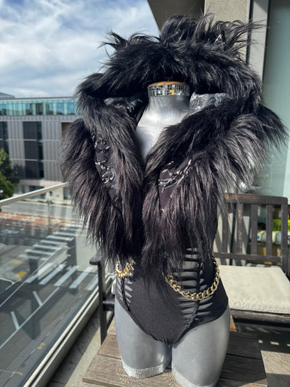 All Black - Sequin Fluffe Hood