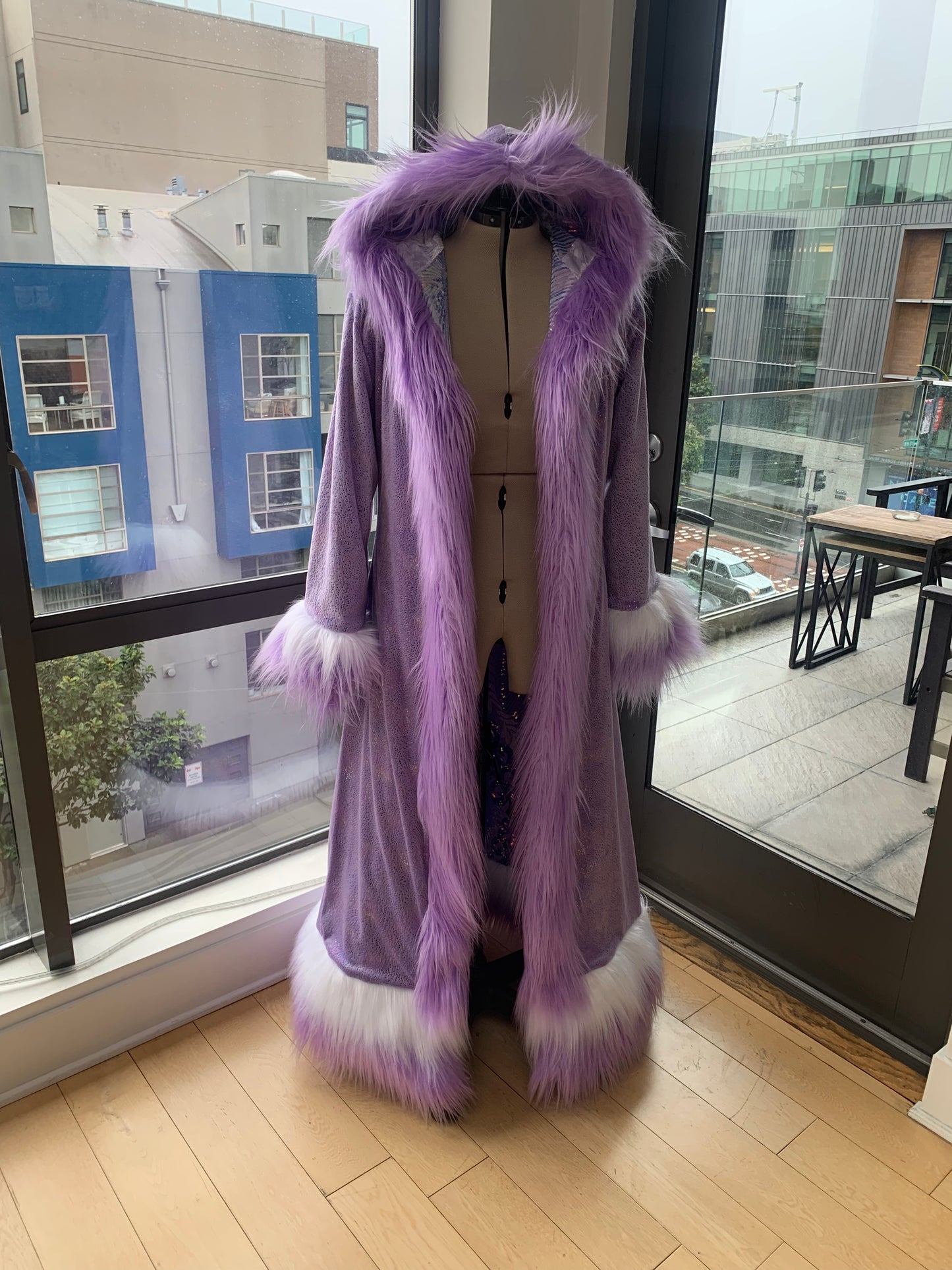 IRIDESCENT LAVENDER FEATHER - Custom Sequin Reversible Coat