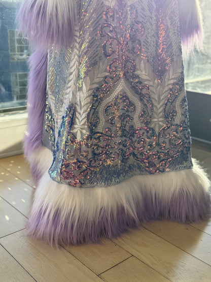 IRIDESCENT LAVENDER FEATHER - Custom Sequin Reversible Coat