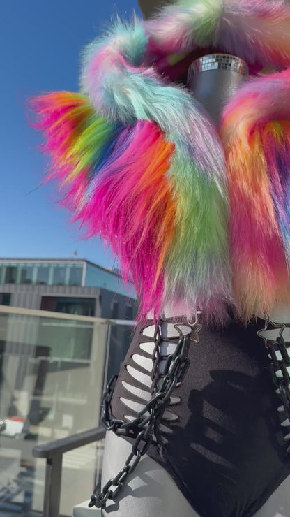 Razzberry Baddie - Rainbow Fluffe Hood