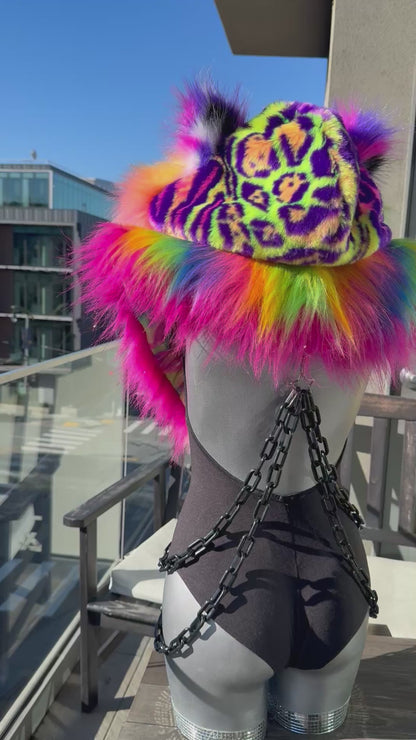 Razzberry Baddie - Rainbow Fluffe Hood